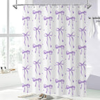 Purple Bow Shower Curtain, Lavender Modern Aesthetic Bowknot - Image 2