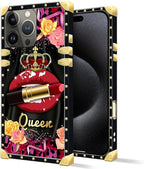 Compatible with iPhone 16 Pro Case, Queen Lip Crown Leopard Print Luxury Golden - Image 2
