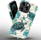 for iPhone 12/12 Pro Case, HH2 Ocean Sea Turtle Nautical Map Hybrid 2 Layer - Image 2