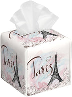 Tissue Box Cover Square, Paris Eiffel Tower Tissue Box Holder Waterproof by Unknown