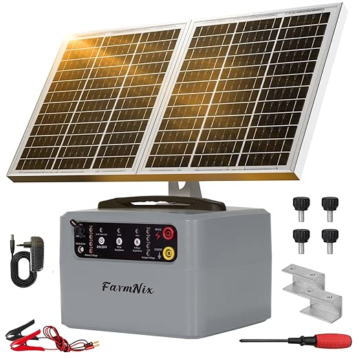 30 Miles/48km Solar Electric Fence Charger, 15W Solar Powered Fencer by LEOMAUNYX