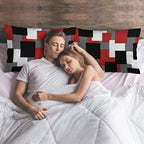 Red Black Grey White Throw Pillow Covers Set of 2 Queen Size Abstract Modern - Image 6