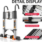 Telescoping Ladder, with Stable Hook and stabilizer barand, Extension Ladder - Image 3