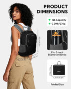 WATERFLY Packable Lightweight Small Backpack: 15L Foldable Mini Hiking Daypack - Image 3