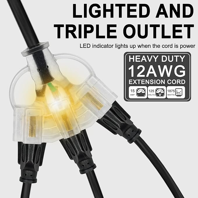 6FT 12/3 Outdoor Extension Cord - Image 3