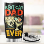 Best Cat Dad Ever 20oz Tumbler, Funny Fist Bump Design, Insulated Stainless - Image 4