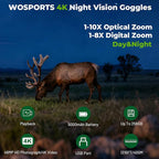WOSPORTS 4K Night Vision Goggles – up to 80X Total Magnification, 10X Optical + - Image 2