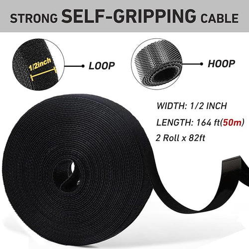 164ft x 1/2 inch Reusable Fastening Cable Ties, Hitotsu Hook and Loop Roll - Image 2