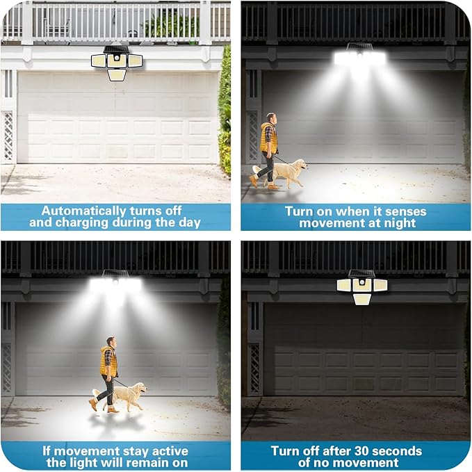 AmeriTop Solar Lights Outdoor, 2 Pack 300 LED High Brightness Cordless Solar - Image 7