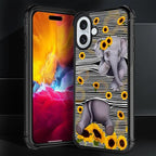 for iPhone 16 Case, Cute Little Elephant Sunflower White Line Art Pattern - Image 7