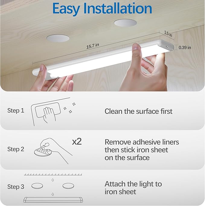 15.9 inch Motion Sensor Under Cabinet Lights, Magnetic Rechargeable Under - Image 5