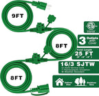 K KASONIC - Outdoor Extension Cord 25 FT, Evenly Spaced 3 Outlets Plugs - Image 2