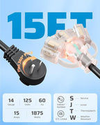 DEWENWILS 360° Rotating Flat Plug Extension Cord 15FT, 14/3 Gauge 3 Prong - Image 2
