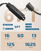 DEWENWILS 6FT Flat Plug Extension Cord 3 Prong Ultra Thin Power Strip, - Image 2
