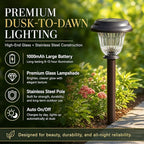DERAYSION 8 Pack Solar Lights Outdoor, Stainless Steel Glass Solar Pathway - Image 3