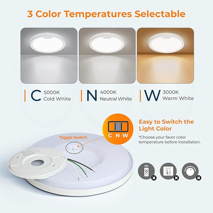 BLNAN Motion Sensor Ceiling Light Wired, 8.7 Inch 3000K 4000K 5000K Selectable - Image 5