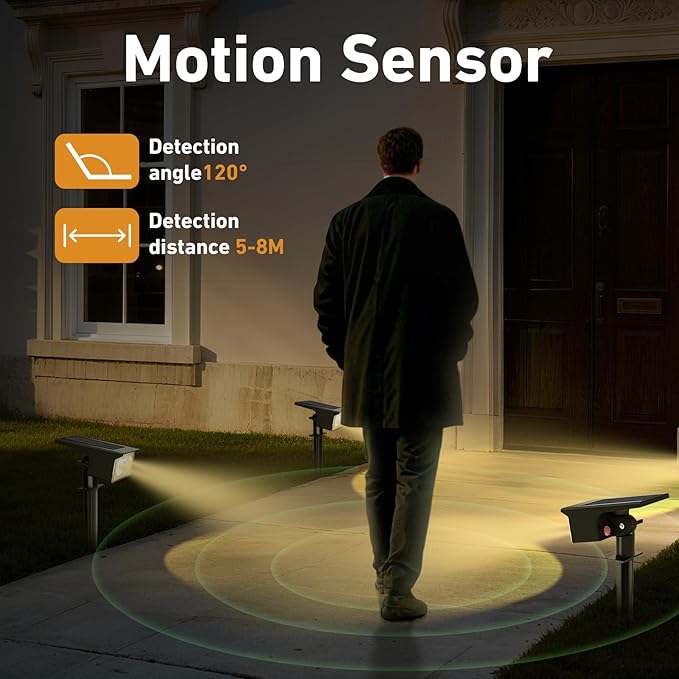 btfarm Solar Spot Lights Outdoor Waterproof, 3 Modes Motion Sensor Lights - Image 2