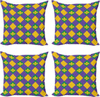 Ambesonne New Orleans Throw Pillow Cushion Case Pack of 4, Mardi Gras Themed by Ambesonne