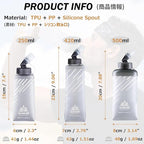Azarxis TPU Soft Flask Collapsible Water Bottles BPA-Free 250ml 350ml 500ml - Image 2