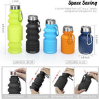Nefeeko Collapsible Water Bottle, Reuseable BPA Free Silicone Foldable Water - Image 2