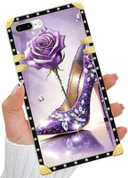 Compatible with iPhone 8 Plus 7 Plus Case, High Heeled Purple Diamond Rose - Image 5