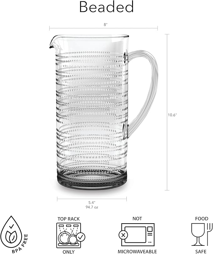 Beaded 95 oz Durable Acrylic Pitcher - Image 3