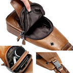 Hebetag Leather Sling Bag Hiking Daypack - Image 6