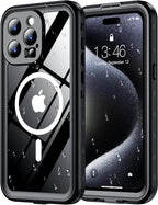 Red2Fire for iPhone 15 Pro Case Waterproof, Phone Case 6.1" Black/Clear by Red2Fire