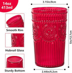 Ciaell 12 Pack Romantic Plastic Water Glasses - 14 Oz Red Vintage Drinking - Image 2