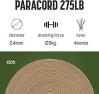 2.4mm Paracord 275LBS 100FT Rope Cord - Image 2