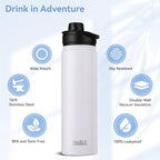 HASLE OUTFITTERS Insulated Water Bottle 22 oz Double Wall Stainless Steel Water - Image 2