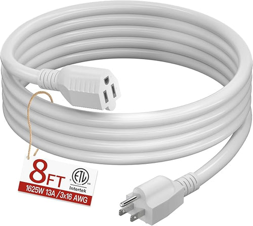 16/3 Short Extension Cord 8 FT, Indoor 3 Prong Power Cable, Suitable by Skrizcable