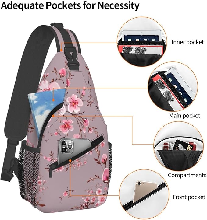 Pink Cherry Blossom Crossbody Sling Bag - Image 3