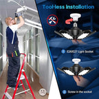 TANBABY 2 Pack LED Garage Lights, 150W Deformable Garage Light Bulb, Total - Image 4