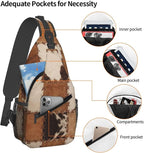 Cow Print Crossbody Sling Bags for Women Men Abstract Leather Texture Closeup - Image 3