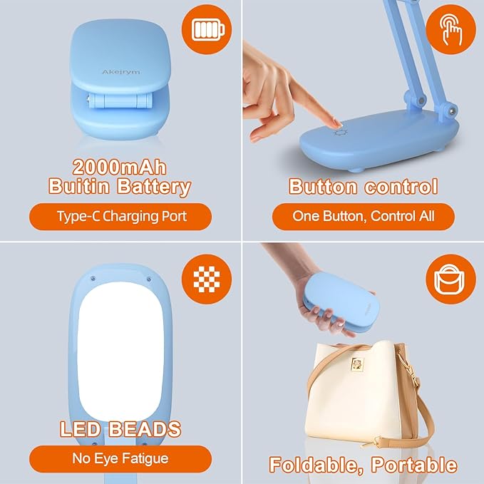 Akejrym LED Desk Lamp for Office & Home, Battery Operated, Foldable & Portable - Image 6