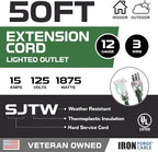Iron Forge Cable 50 Foot Outdoor Extension Cord, 12/3 SJTW Heavy Duty Green - Image 2
