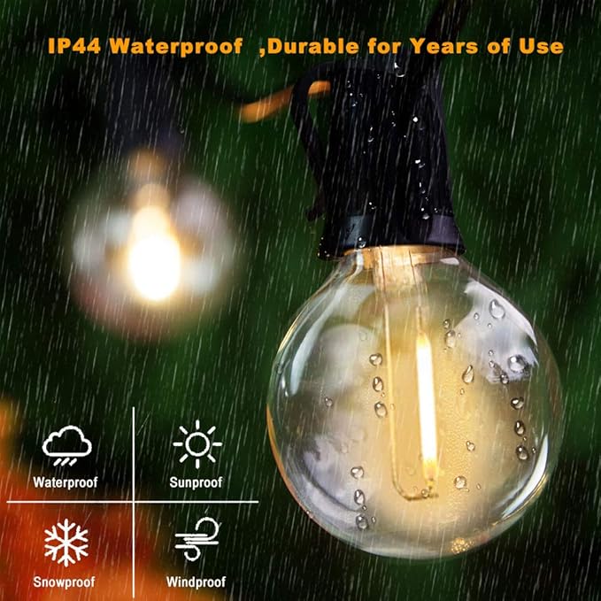 2-Pack 18Ft Outdoor Patio String Lights, UL Listed Commercial Light String - Image 4