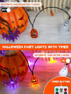 Halloween String Lights, 3D Pumpkin Bat Ghost Fairy Lights Battery Operated - Image 4