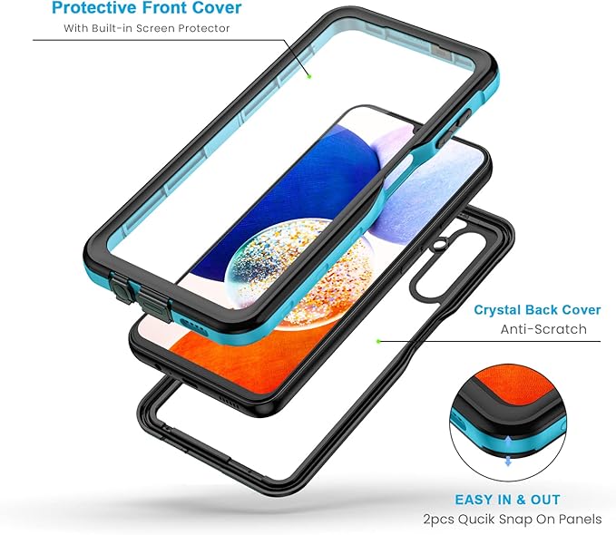 Lanhiem for Samsung Galaxy A14 5G Case, IP68 Waterproof Dustproof, Built-in - Image 3