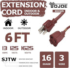 YOJOE Indoor Outdoor Extension Cord, 3 Prong 13A Weatherproof Power Cord - Image 2
