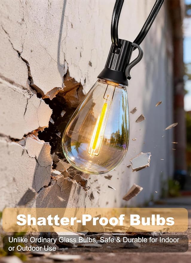 200FT Outdoor String Lights Waterproof, 76+2 Shatterproof S11 LED Bulbs - Image 7