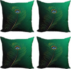 Ambesonne Peacock Decorative Throw Pillow Case Pack of 4, Peacock Feather by Ambesonne