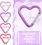 Shimeyao Heart Keychain Clips Bulk, Aluminum Alloy Snap Heart Shaped Carabiner - Image 2