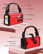 Emergency Crank Radio, 20000mAh / 74000mWh Solar Hand Crank Weather Radio - Image 8