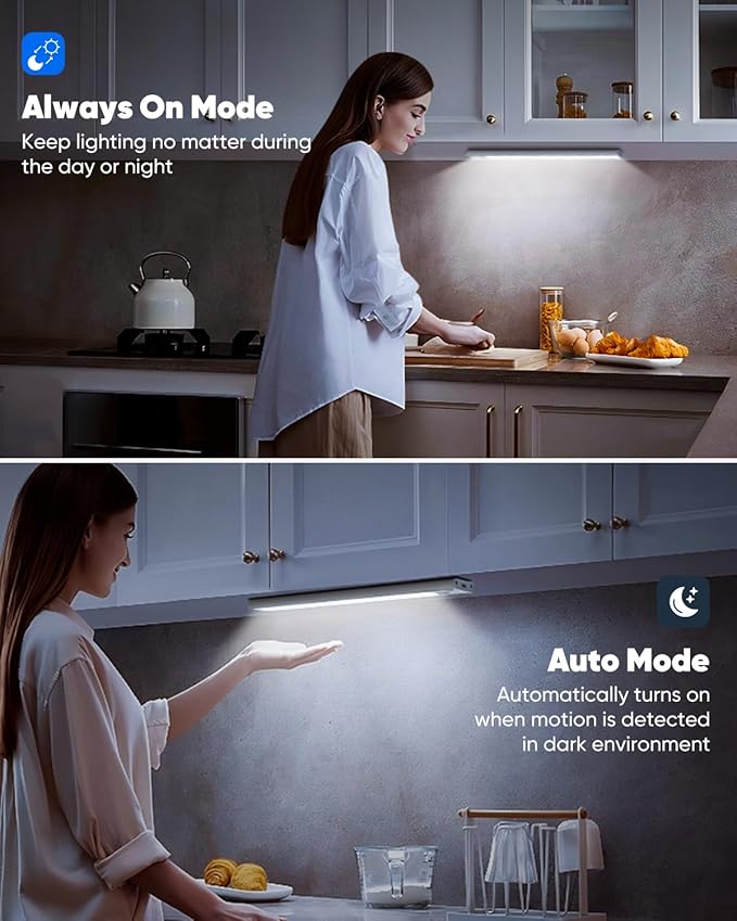 VerRon 5-Pack Under Cabinet Lighting, Upgraded 2200mAh Rechargeable Under - Image 5