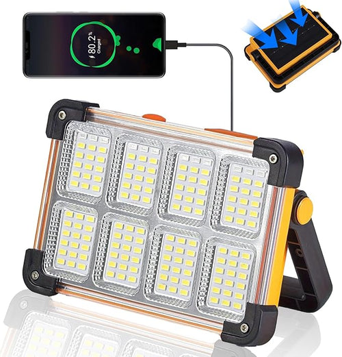 120W Solar Rechargeable Work Light, 144 LED 10000LM Portable Flood Light by YXQUA