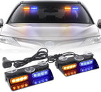 XRIDONSEN 2 in 1 Dash Emergency Strobe Lights Front/Rear Amber Blue Windshield by XRIDONSEN