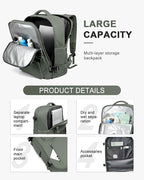 WONHOX Large Travel Backpack Carry on Flight Approved Laptop Work Business - Image 4