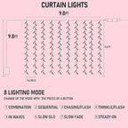 Dazzle Bright 300 LED Curtain String Lights, Valentine's Day Fairy Lights - Image 2
